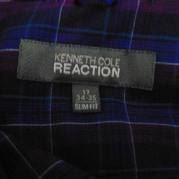 Kenneth Cole Reaction Purple Plaid Button Shirt - Picture 8 of 9
